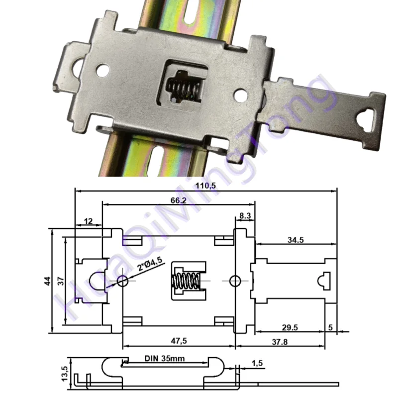 C45/DIN 35mm rail buckle-white iron medium 4.5mm through hole-full size fit single-phase solid state relay installation