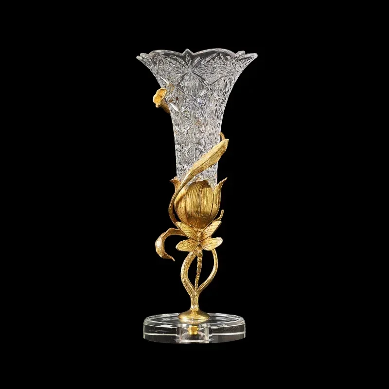 

Hand painted cloisonne enamel magnolia flower crystal glass home decoration ornament decorative vase