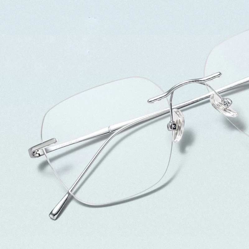 Custom Prescription GLasses Men Women Rimless Frame Photochromic Myopia Reading Glasses Multi-focal Progressive Lens
