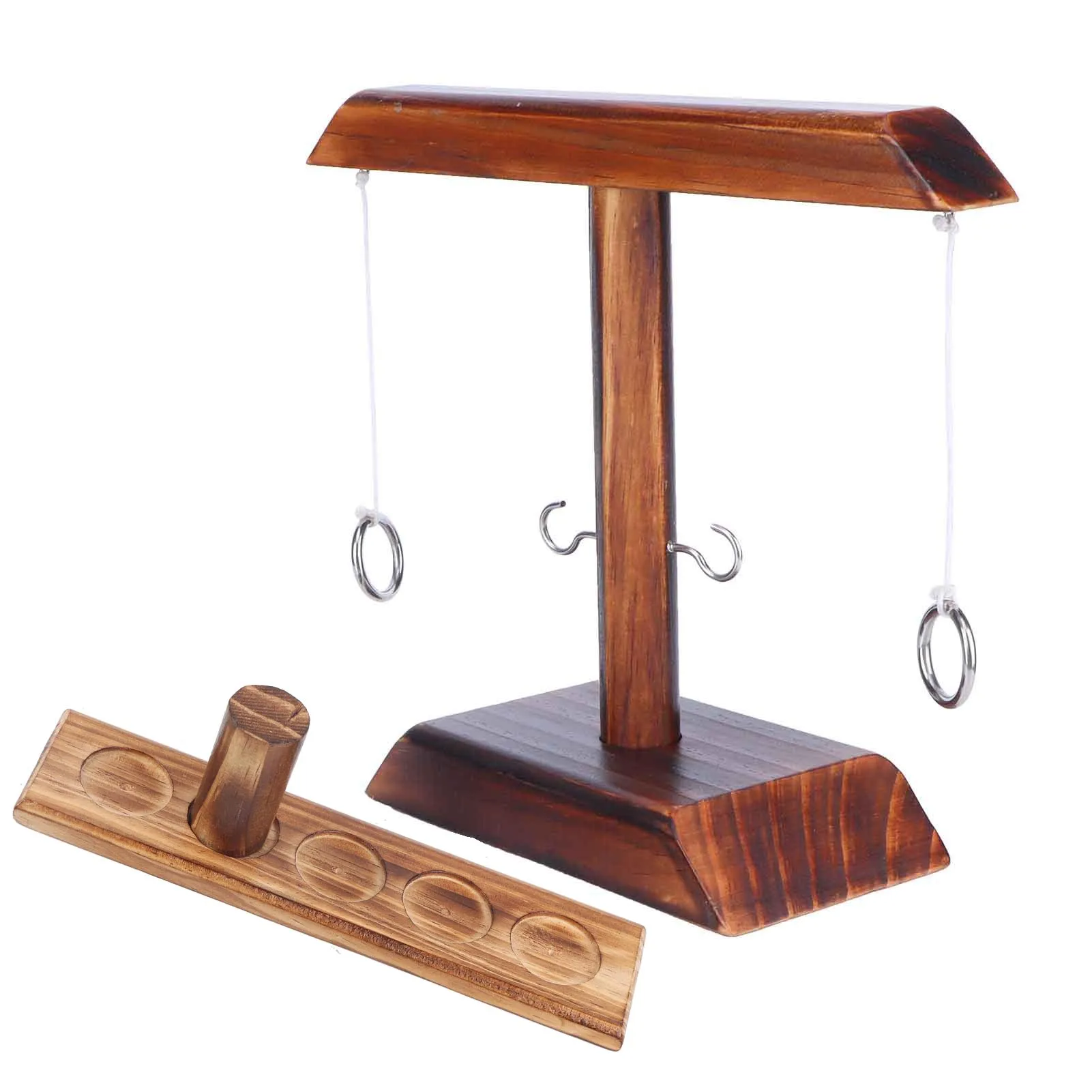 Hook Shot Juguetes para lanzar Juego de gancho de madera Juego de lanzamiento Juego de tiro con gancho de madera Juegos interactivos para el hogar Bar Fiesta Negro