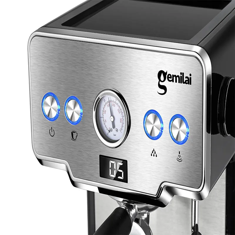 Gemilai CRM3605 Coffee Maker 15 Bar Pump Pressure Semi-Automatic Italian Espresso Machine Hot Steam Milk Foam