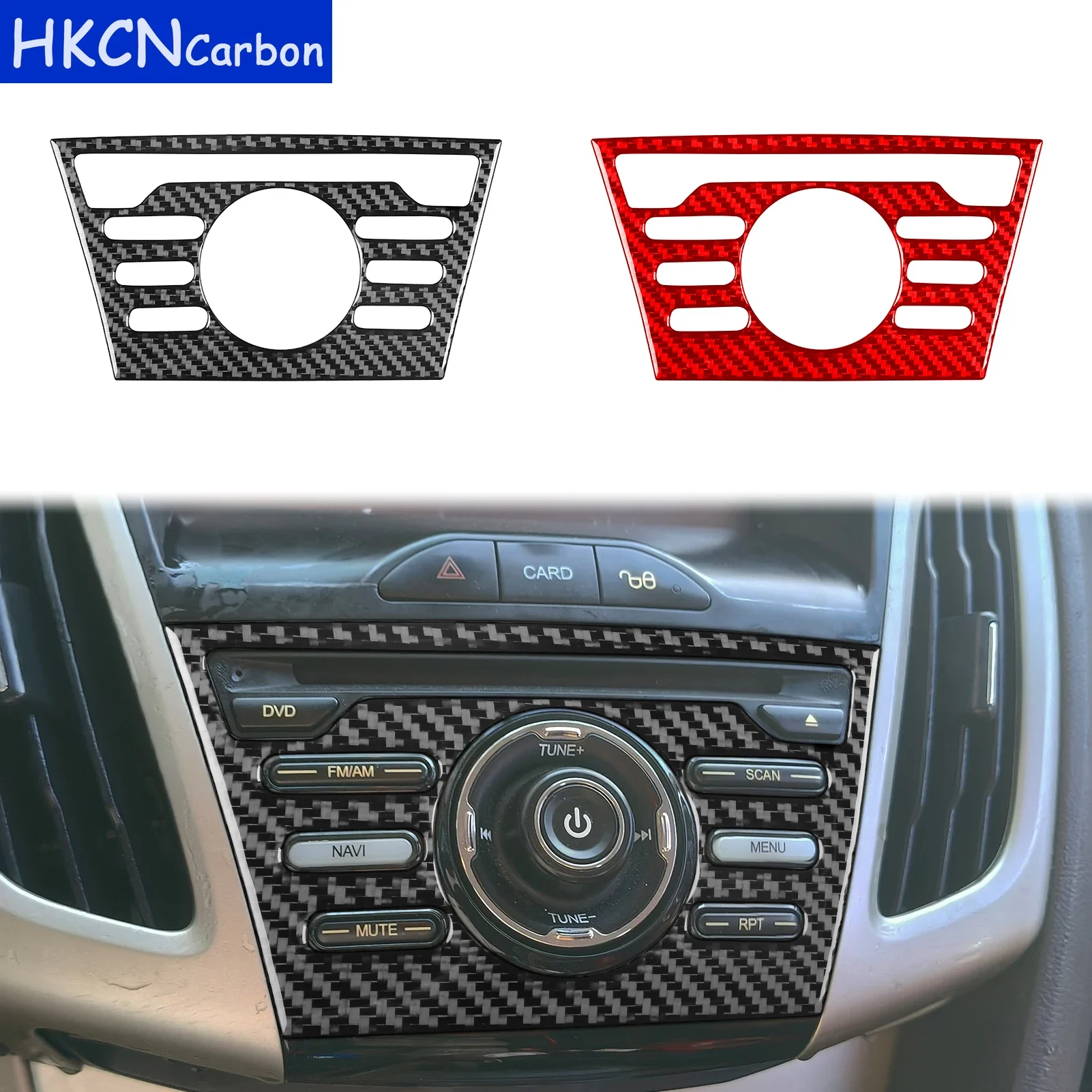 

For Ford Focus 2012—2014 Carbon Fiber Car Accessories Central Multimedia Frame Panel Cover Trim Sticker Modification