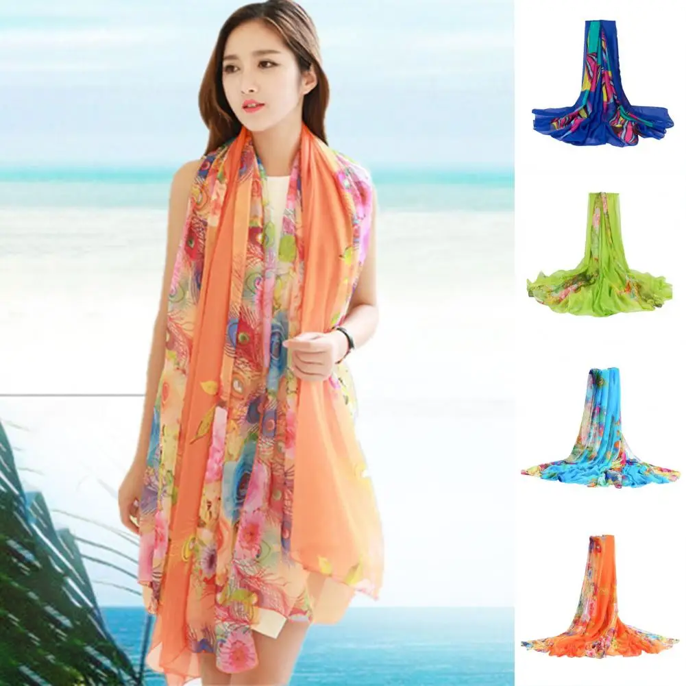 Scarf Women Beach Sarongs Cover Up Summer Chiffon Scarves Geometrical Design Towel Ladies Summer Beachwear Chiffon Gauze Scarf