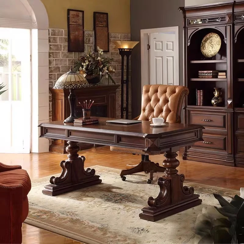 

Бытовой компьютерный стол с выдвижным ящиком, вилла, винтажный письменный стол, прямоугольный стол