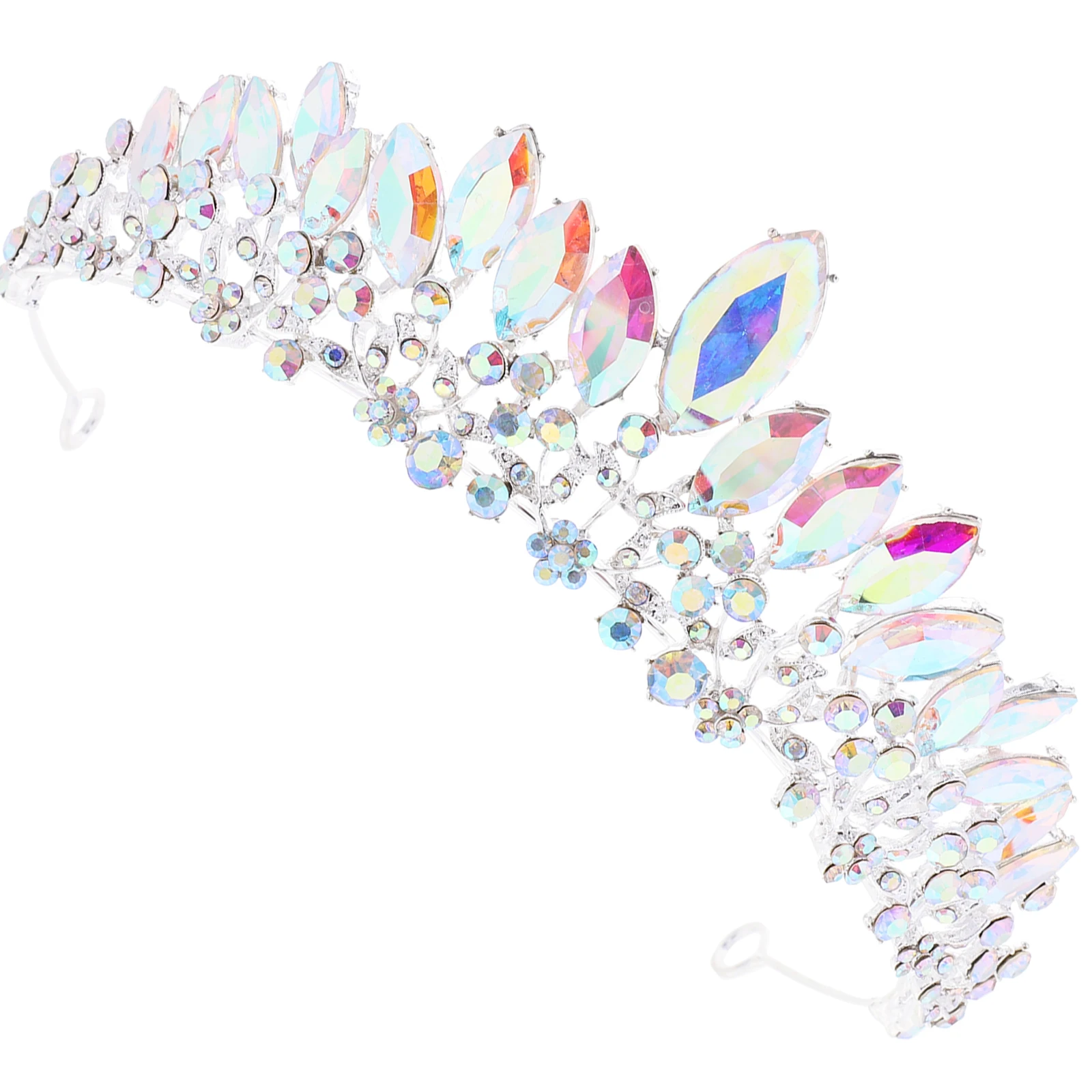 

Rhinestone Bridal Crown Hair Accessories Headb Wedding Party Girl Leaf Style Green Pink Diamond Size Fits Stable