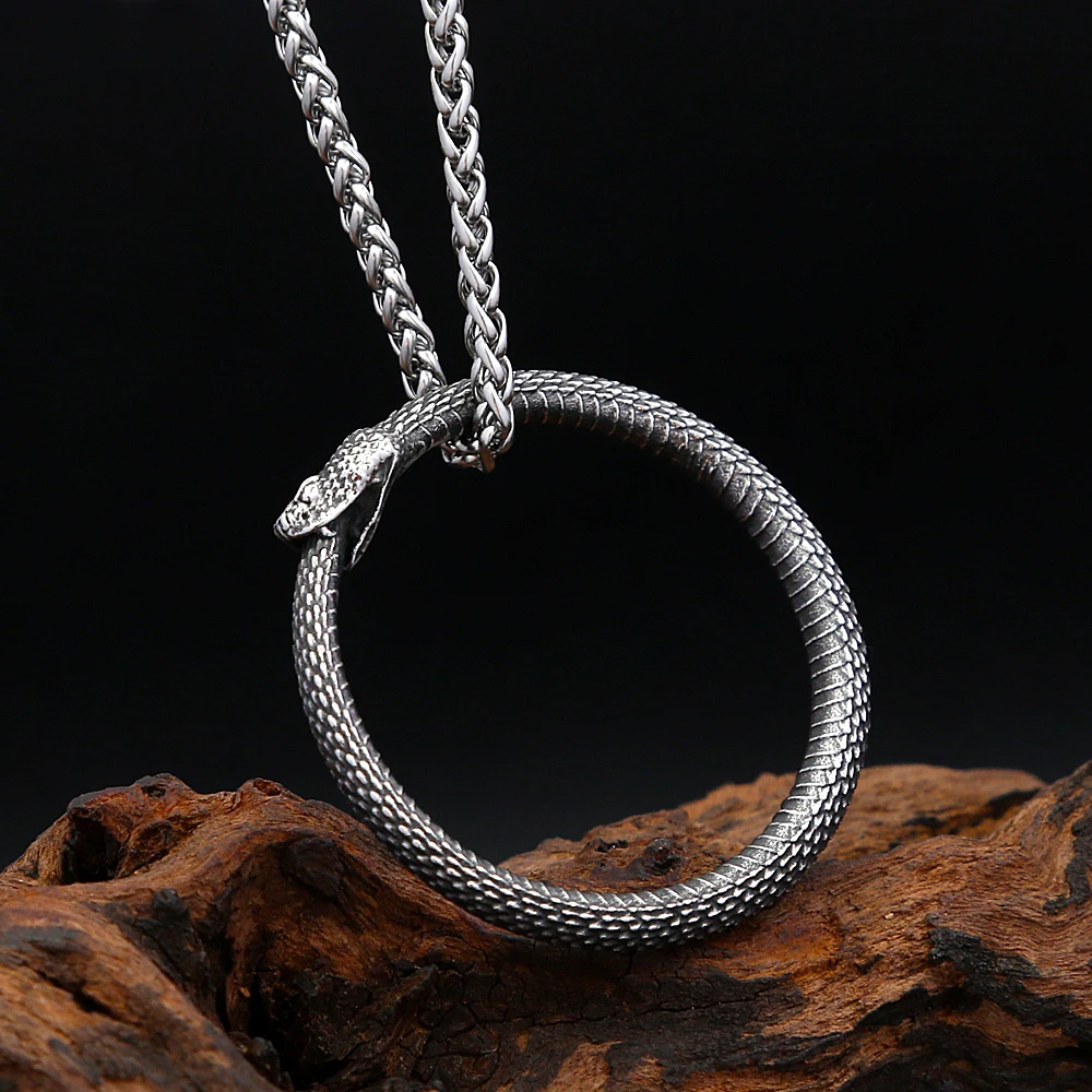Punk Hip Hop Snake Necklace Stainless Steel Ouroboros Pendant For Men Women Unique Biker Vintage Animal Gifts Dropshipping