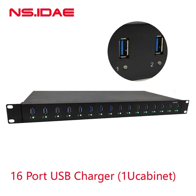 

16 портов USB 1U, зарядное устройство, адаптер питания, настенная док-станция для быстрой зарядки, 200 Вт для Apple iPhone iPad Samsung Huawei Smartpho