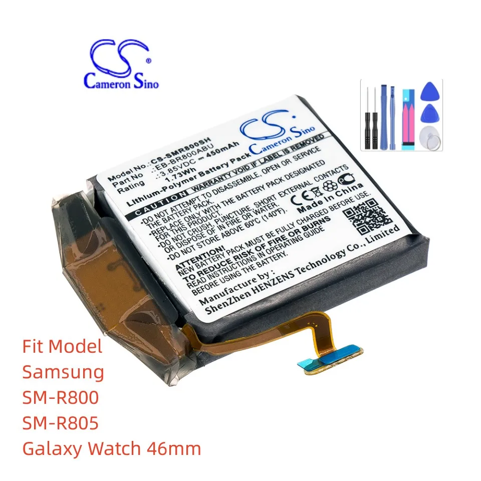 Smartwatch Battery For Samsung SM-R800  SM-R805  Galaxy Watch 46mm EB-BR800ABU  GH43-04855A 450mAh / 1.73Wh Li-Polymer 3.85V