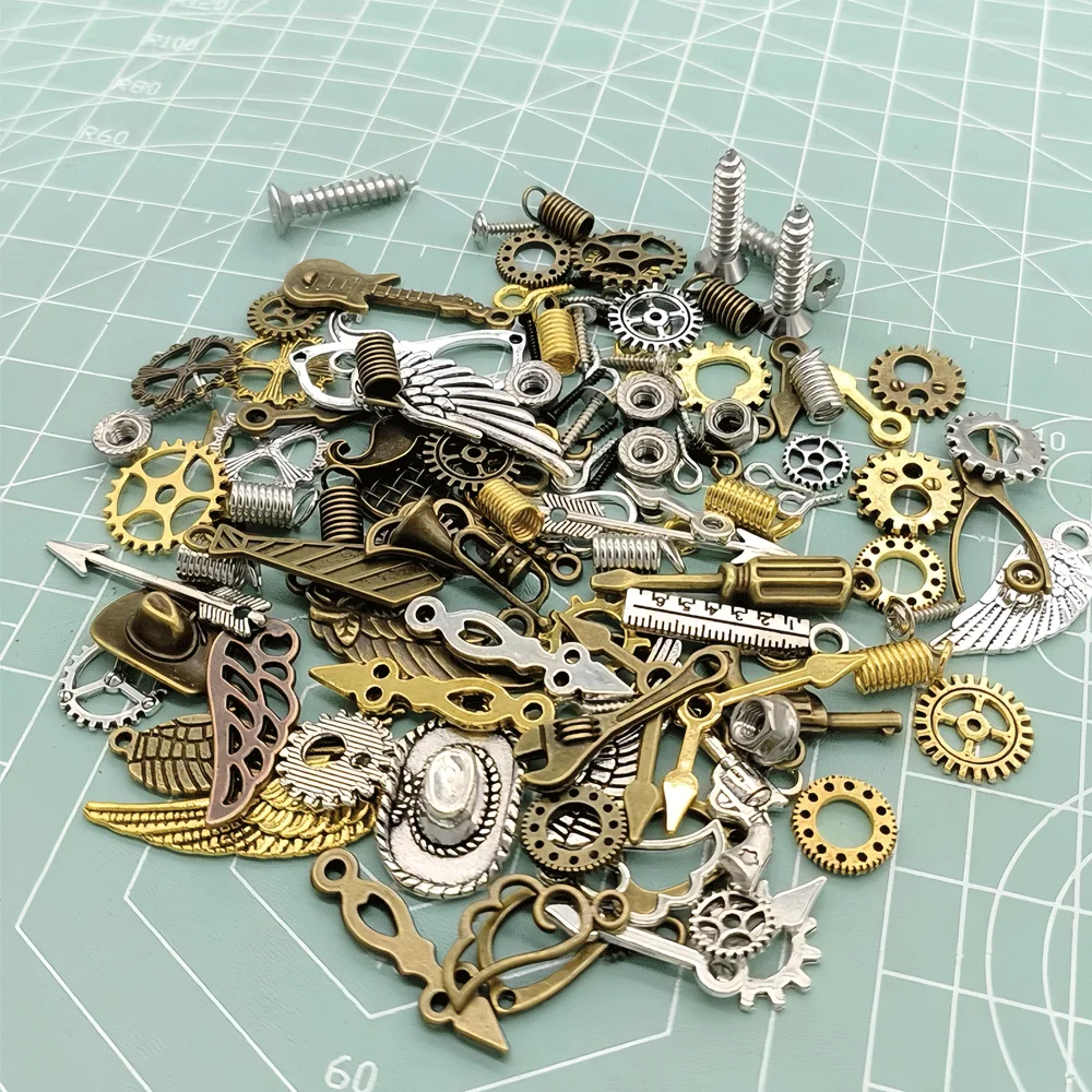 Accessori per orologi Puntatore per ingranaggi a vite a vento a vapore punk fai-da-te, costruzione di materiali punk con ciondolo per collana portachiavi