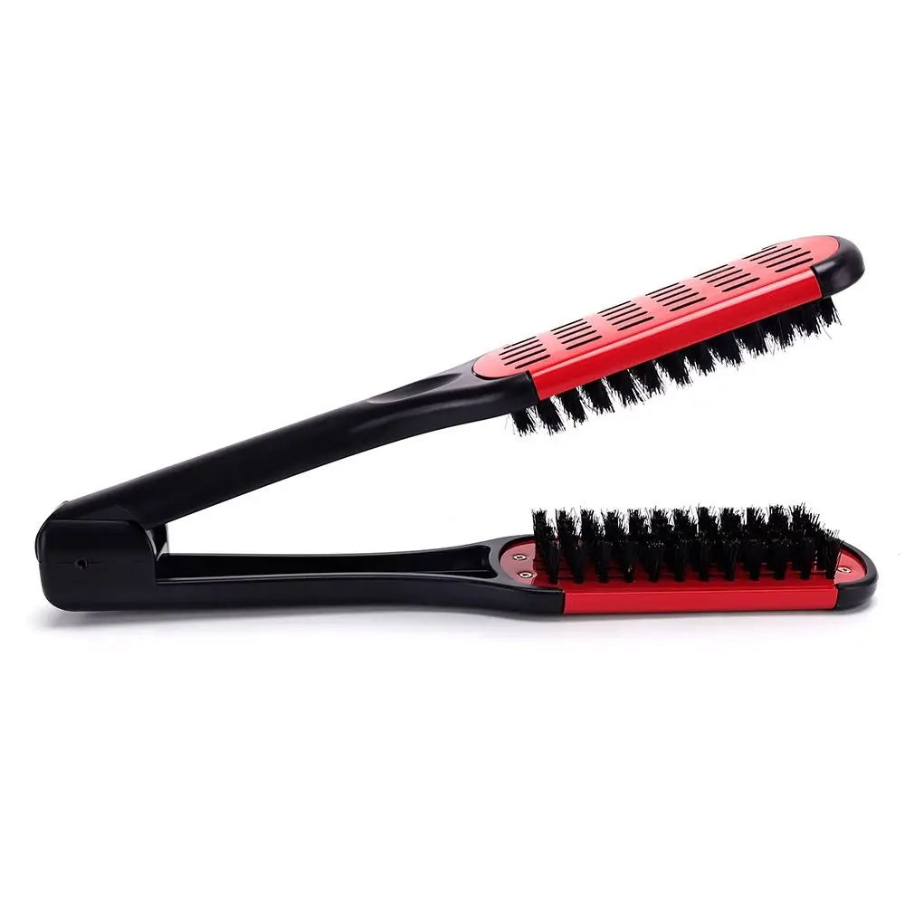 

Portable Double Sided Hair Straightener Anti-Static V Shape Hairdressing Comb Durable Wear-resistant Straight Hair Comb