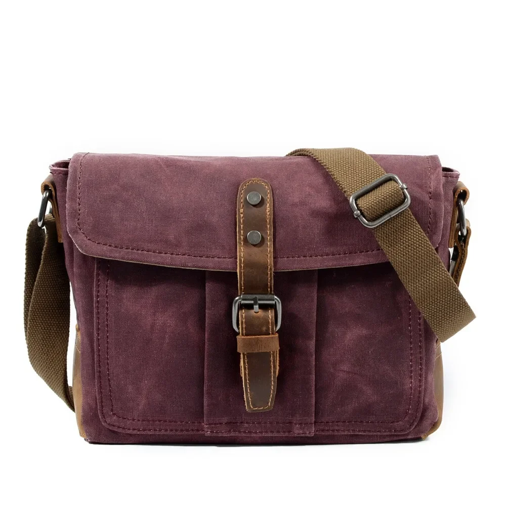 New Men Crossbody Retro Messenger Bags Casual Oil Wax Canvas Waterproof Simple Shoulder Bag Cross Section Oil Wax Bag For Men