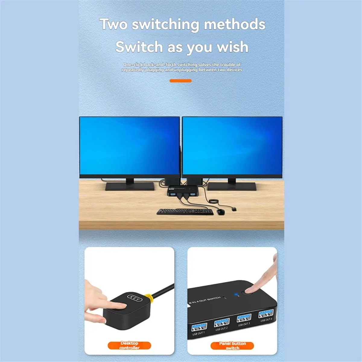 New Electronics USB 3.0 Switcher USB KVM HUB Switch 4 Devices USB Switcher for PC Keyboard Mouse Printer Monitor