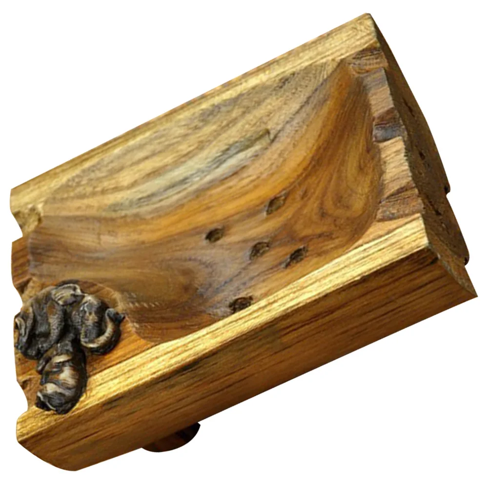 

Wooden Dish Holder Self-Draining Storage Tray Bathroom Holder For Bar Vintage Style Decorative Box Water Resistant Wood