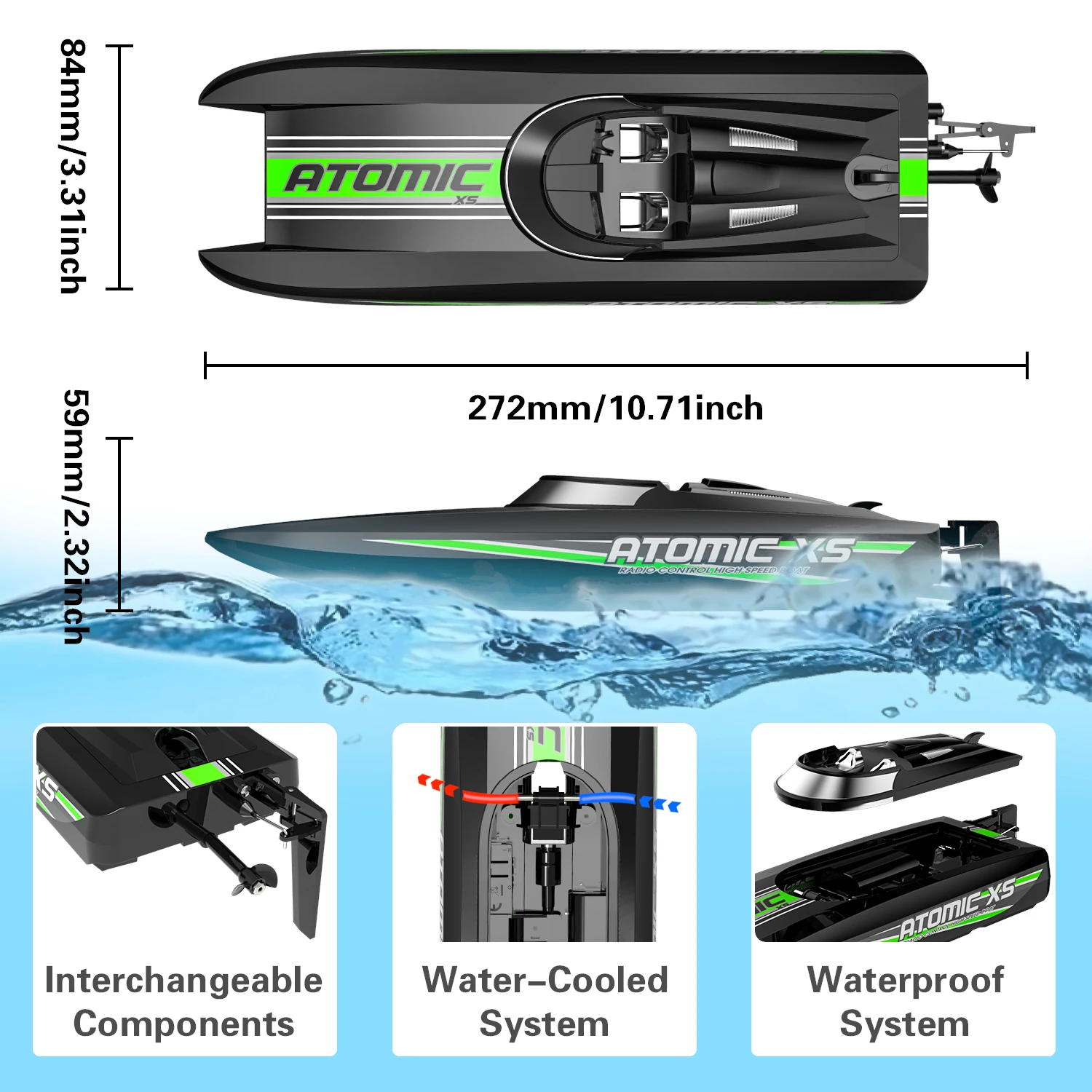 795-5 High End High-speed Rowing Boat Waterproof Double Hull Large Propeller Electric 30km/h Wireless Remote Control Speedboat