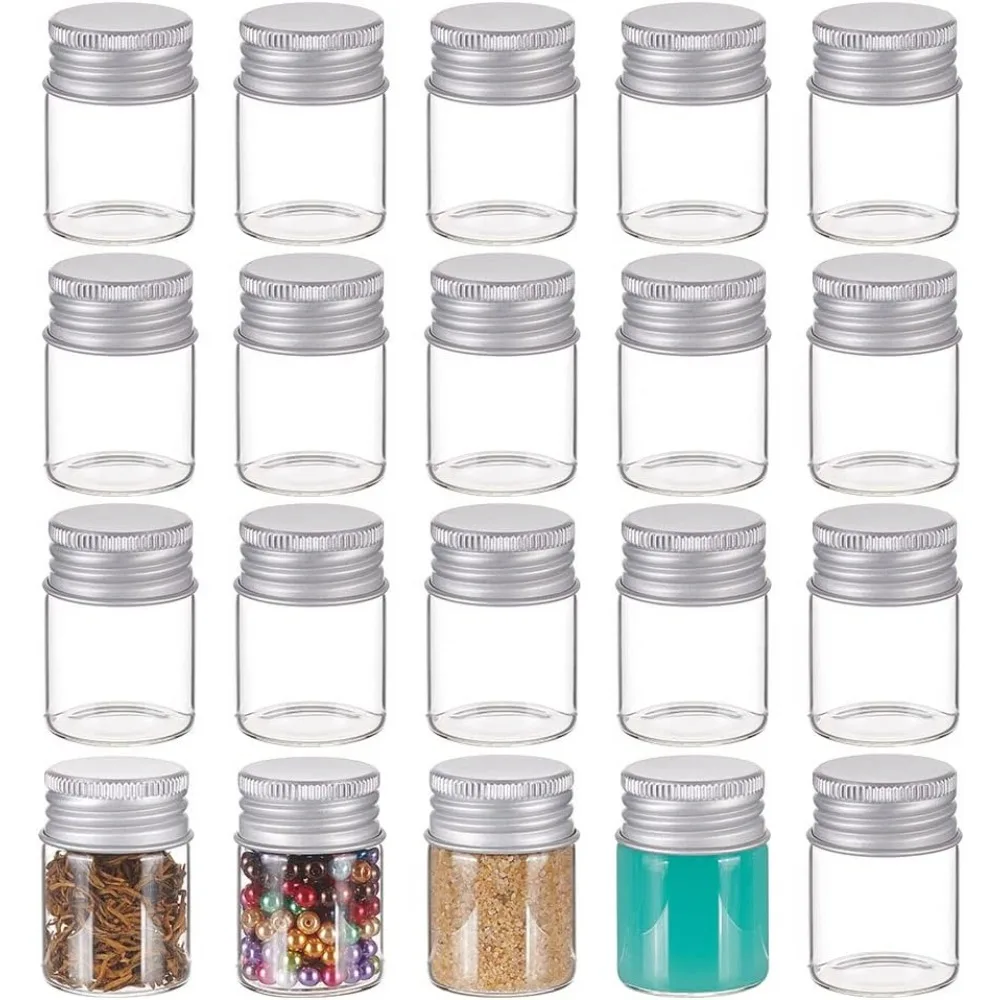 20 Pack 15ml/0.5oz Tiny Glass Bottles Sample Vials Glass Bottles with Aluminum Screw Top Lids for DIY Jewelry Accessories