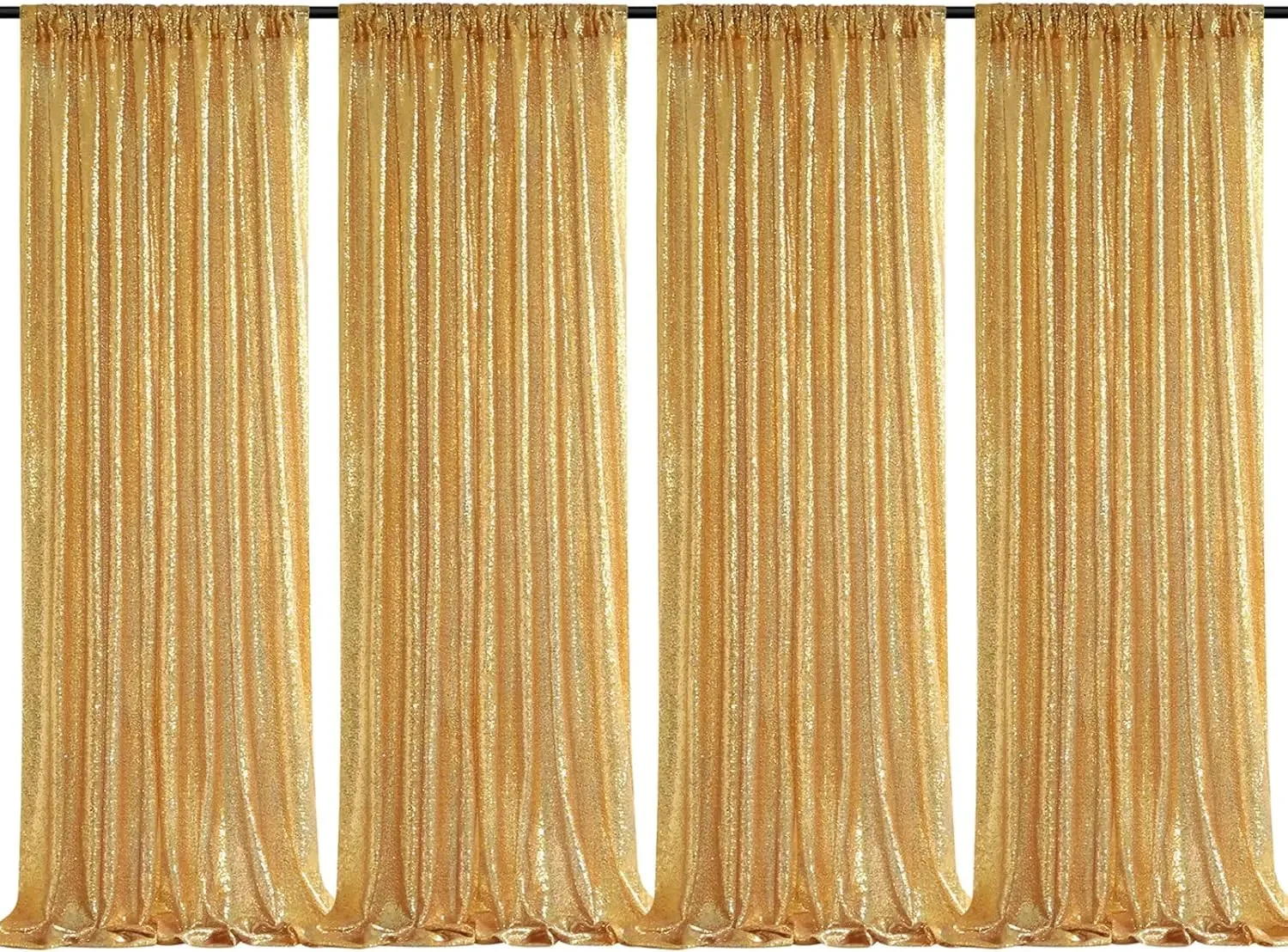 4PCS Gold Sequin Backdrop Curtains Panels Photography Backdrop Glitter Curtains