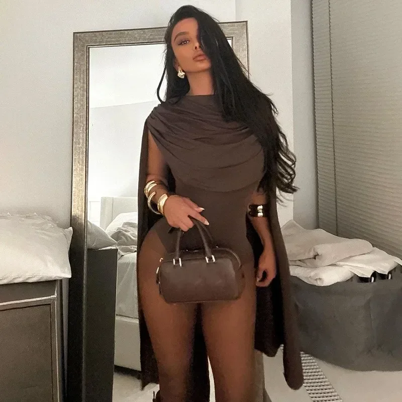 2025年秋 タッセル付きスイングカラーボディスーツ レディース シック エレガント ヒップスター サマーファッション ノースリーブ ワイルド ベーシック ミッドナイト ストレッチトップス