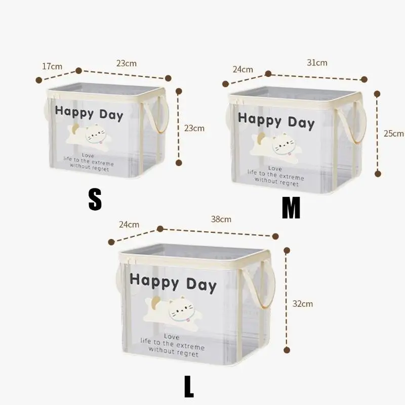 Student Book Storage Bag Large Capacity Foldable Portable Storage Box Transparent Dustproof Waterproof Clothes Toys Organization