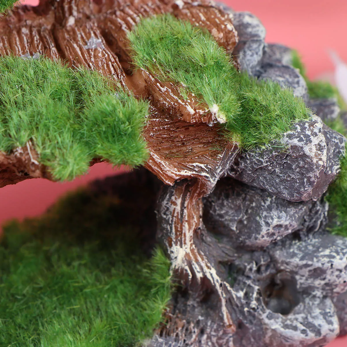 

Mountain Aquarium Ornament Fish Play Cave Resin Landscape Rockery Moss for Tank Decor Artificial Rockery Stone