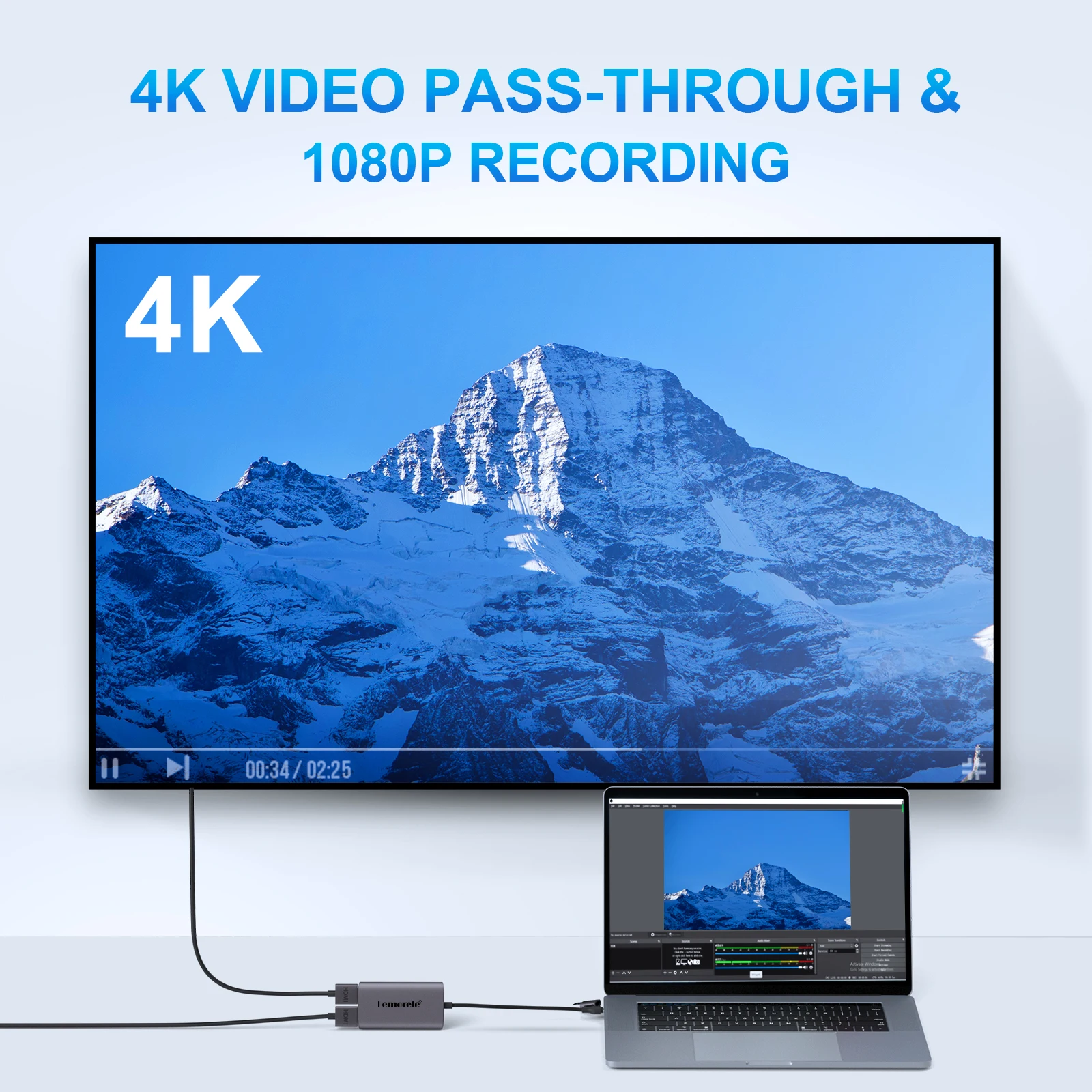 Lemorele Ac02 Video Capture Kaart 4K Hdmi-Compatibel Met Usb A/C Opnamekaart Met 4K Loop Uit Voor Switch Xbox Ps4/5 Live Stream