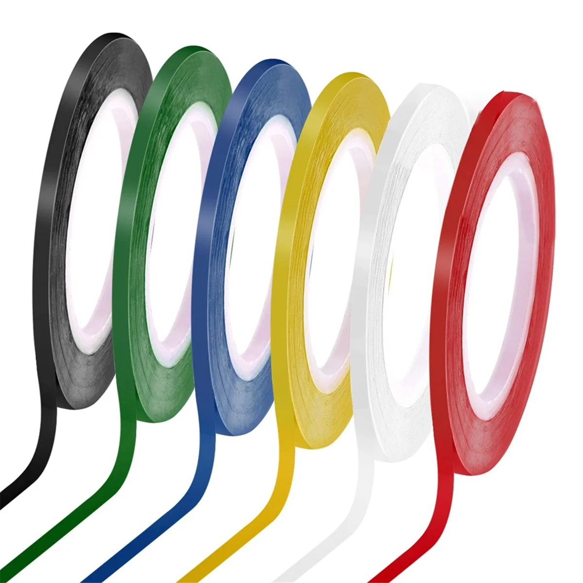 BISM1 6 рулонов ленты для белой доски 1/8, тонкая лента для белой доски, линия в тонкую полоску, художественная лента для сухого стирания, электрическая лента, 108 футов в рулоне