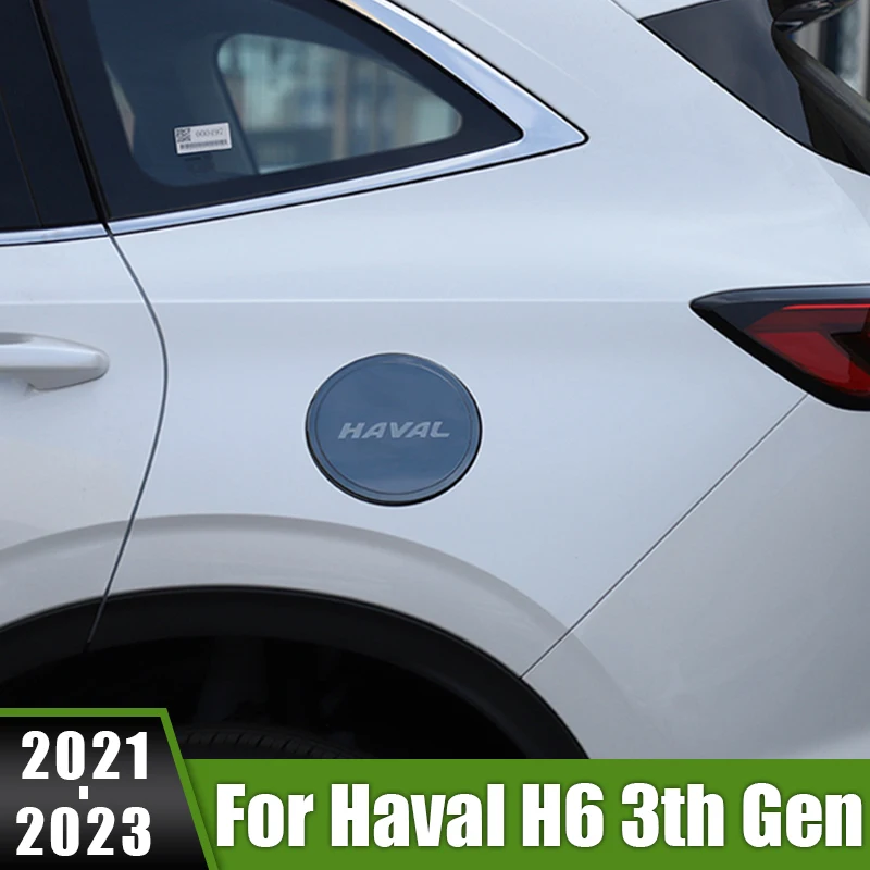 For Haval H6 3rd Gen 2021 2022 2023 GT DHT-PHEV Stainless Car Exterior Oil Gas Fuel Tank Cap Decoration Cover Trim Stickers