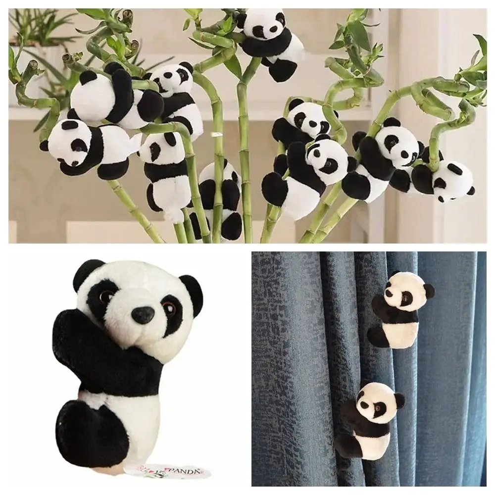 Schwarz weiß Pflanze Topf Ornament niedlichen Anhänger Plüsch Tier Spielzeug ausgestopfte Puppe Vorhang Klemme Mini umarmen Panda Clip