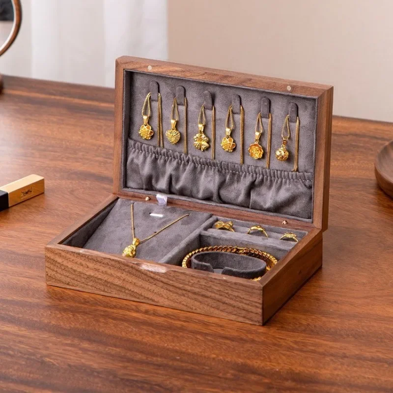 Wood Jewelry Boxes Large Necklace Bracelet Jewellery Organizer Earrings Rings Wooden Storage Box Luxury Women Jewellery Case