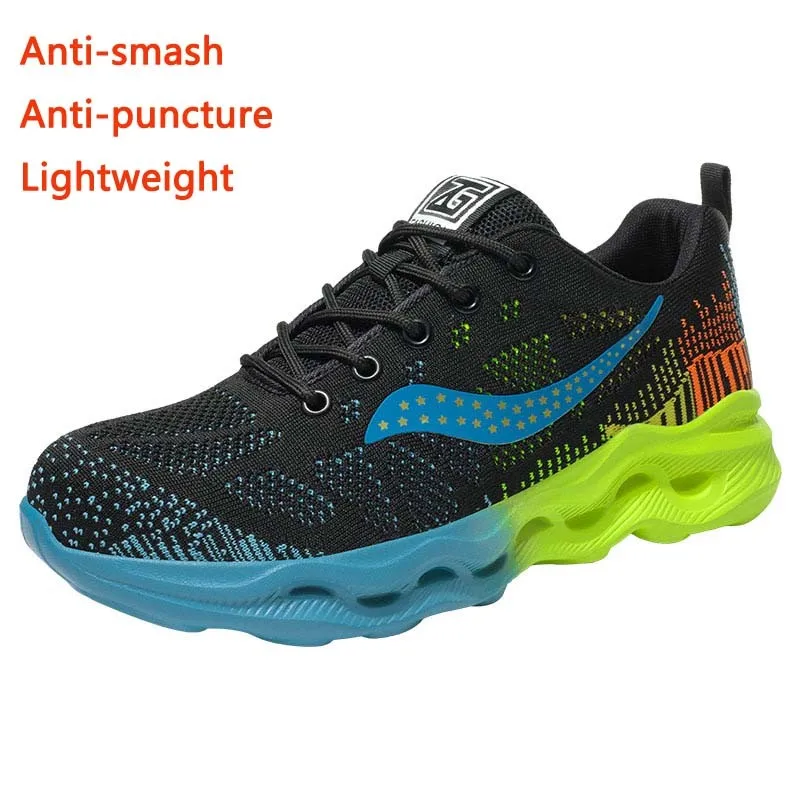 Safety Shoes Men's Ultra-light Flying Fabric Anti-smashing Anti-piercing Work Shoes Breathable Sneakers Zapatos De Seguridad