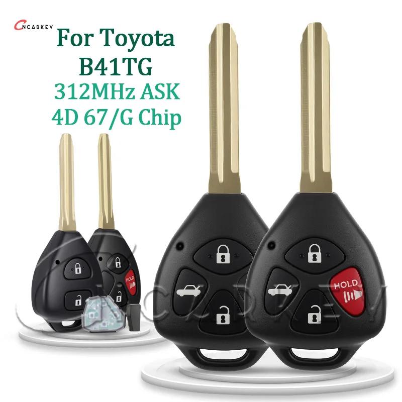 

Автомобильный ключ B41TG 312 МГц ASK подходит для Toyota Scion Yaris TC XD Vitz Hilux 4D 67/G Чип MOZB41TG 2/3/4 Кнопка TOY43 Лезвие без логотипа Пульт дистанционного управления