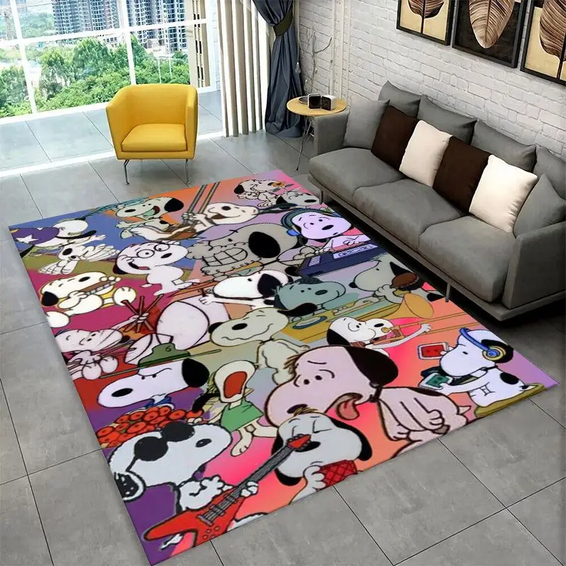 HD Funny S-Snoopy Cartoon Dog Carpet Rug for Playroom Bedroom Living Room Sofa Home Decor,Game Area Rug Non-slip Floor Mat Fest