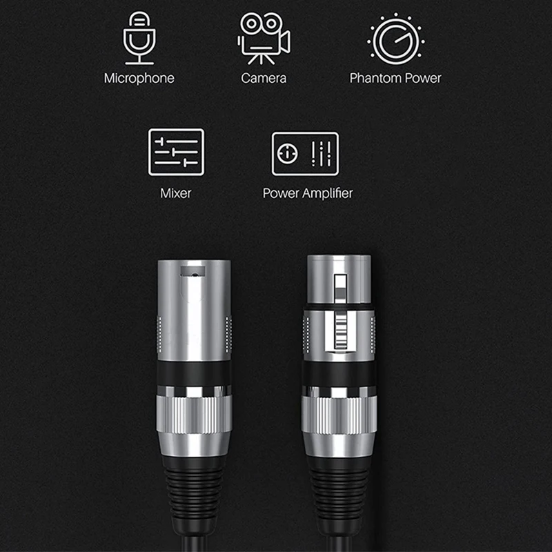 1 Pcs Kabel Man-vrouw Audio Output En Input Gelden Ktv Microfoon Xlr Stabiele Verbinding Black & Silver zinklegering + Pvc