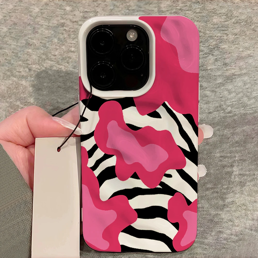 Modische Handyhülle mit Kuhmuster für iPhone 17 16 15 14 13 12 11 Pro Max 14 Plus 17Air, Falten-Wellen-Design, weiche Silikon-Schutzhülle, stoßfest – Detail 12