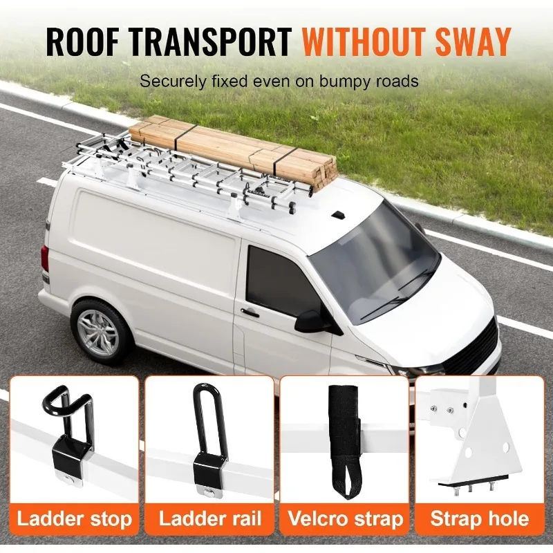 VEVOR Van Roof Ladder Racks 54", 800 lbs Capacity Heavy-Duty Steel Roof Racks for Van, Drilling Racks Fit with Cargo Roller