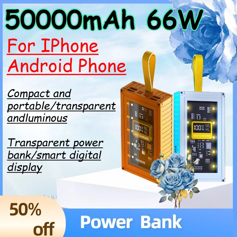 

50000mAh 66W Power Bank for IPhone Android Phone Super Fast Charging High - Capacity Power Bank