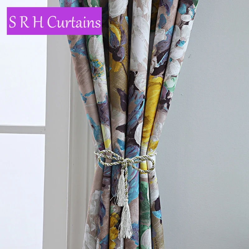 American Colorful Flower Graffiti Printing Bedroom Study Blackout Curtains For Living Room Balcony Bay Window Customized Drapes