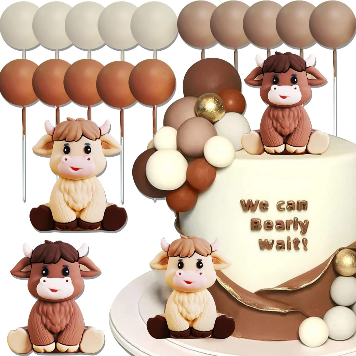 LaVenty Highland Cow Kuchen Dekorationen Kuchen Topper Highland Cow Party Gefälligkeiten für Highland Cow Baby Shower Party Geburtstag Party