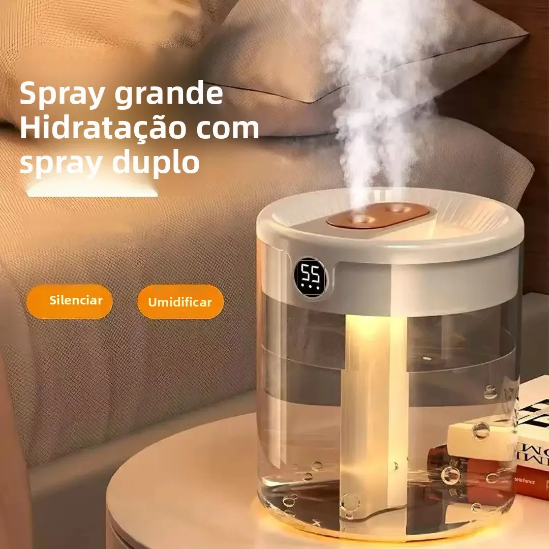 Umidificador de spray triplo, silencioso, grande volume de névoa, grande capacidade para quarto, sala de estar, escritório, casa, seguro para mulheres grávidas e bebês
