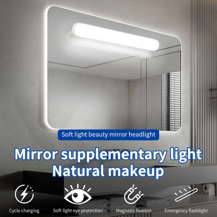 Lámpara de mesa LED colgante magnético, lámpara de escritorio recargable por USB, Interruptor táctil de 3 colores, luz de espejo, luz para Selfie, luces de armario
