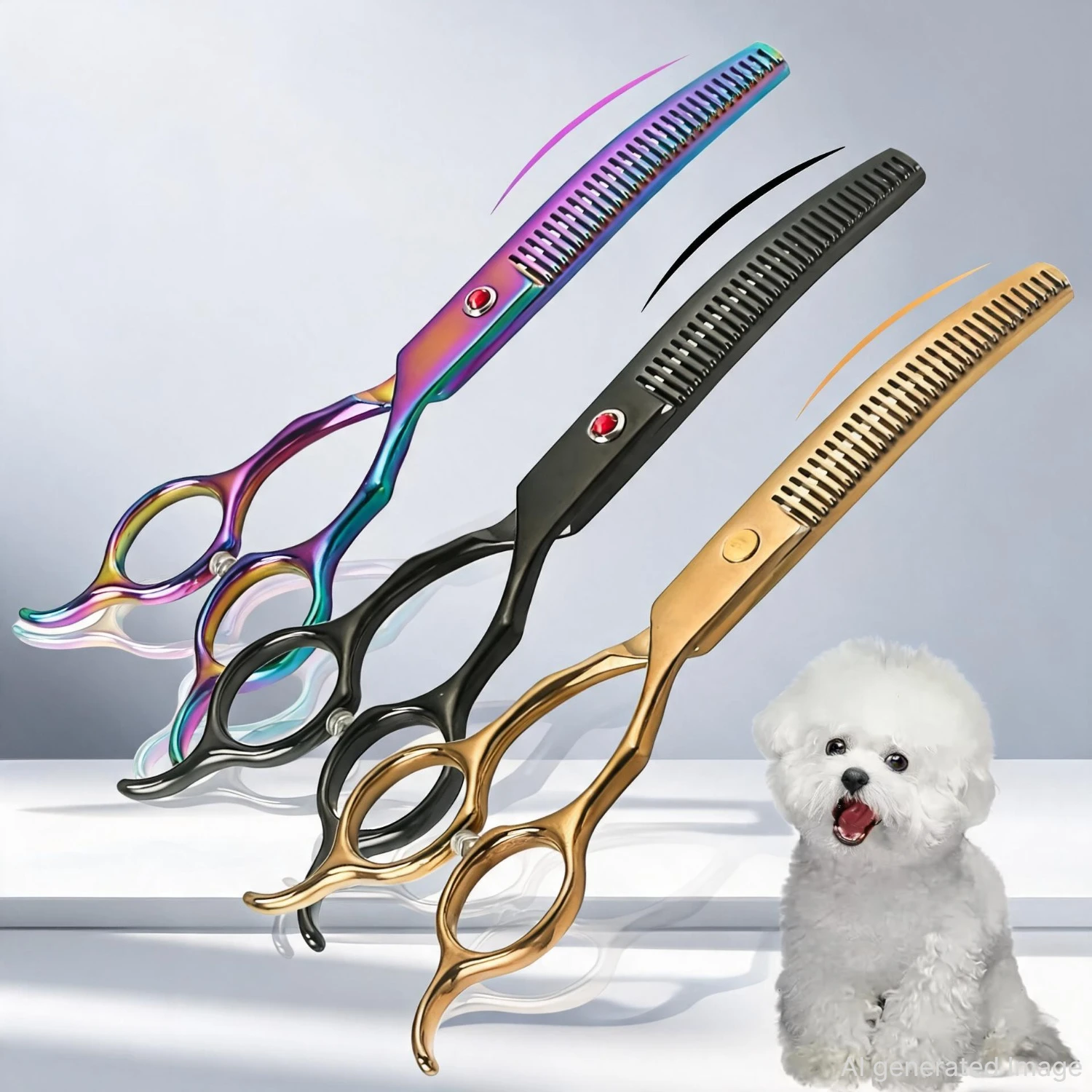 Forbici curve a doppia coda per rifinire il pelo del cane, forbici professionali per toelettatura canina, forbici curve per sfoltire il pelo degli animali domestici 2028