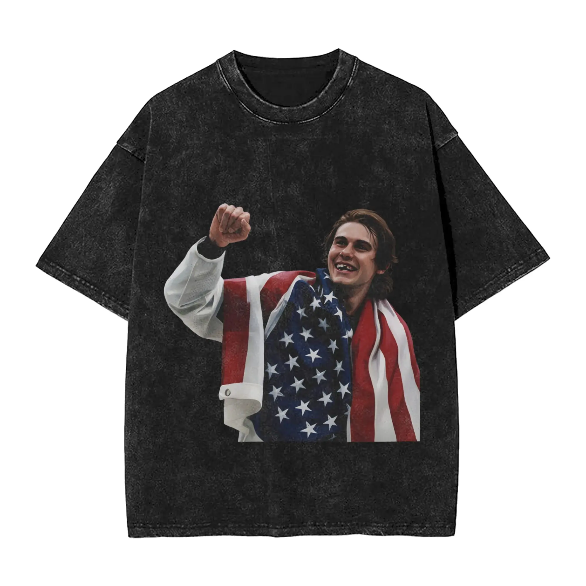 2026 Jack Hughes Usa Gold Hockey Washed Shirts Merch Harajuku T-Shirts  for Men Women Tee Shirt