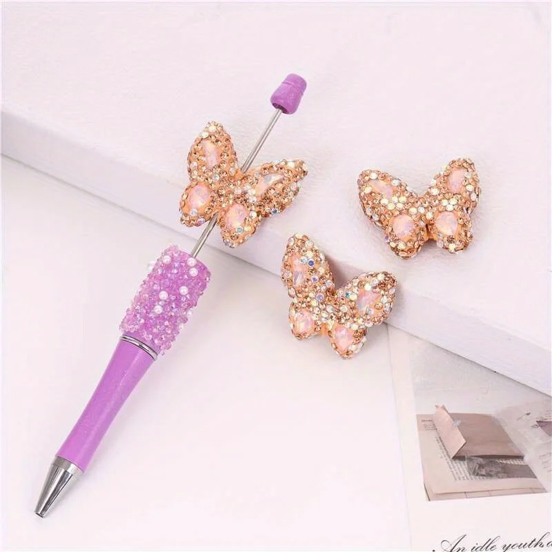 1pcs Butterfly Polymer Clay Beads Straight Hole Moon Glass Rhinestone For Pen Decorate DIY Jewelry Keychain Necklace Making