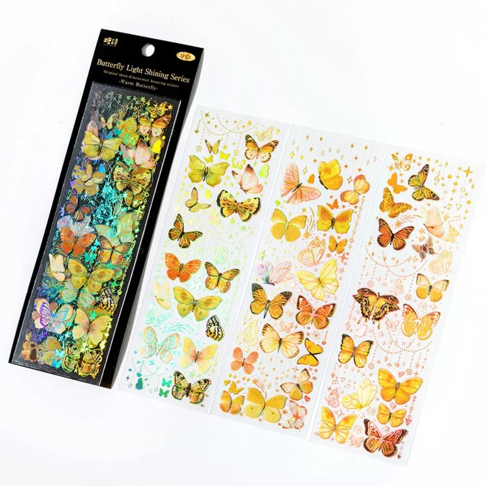 Account Handmade Collage Colorful Butterfly PET Sticker DIY Crafts Decora Album Decorative Stickers Adhesive Diary Stickers