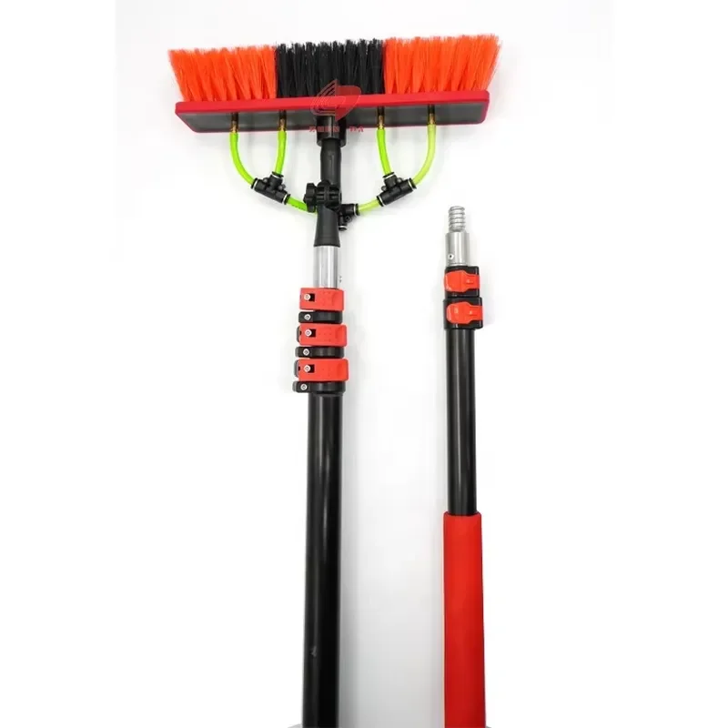 Extended aluminum telescopic rod Window cleaner Cleaning kit Solar panel cleaning brush with water injection rod