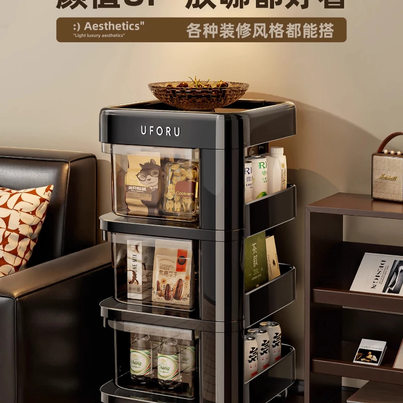 رف تخزين بعجلات صغيرة على الطراز العتيق لا يتطلب التجميع وخزانة تخزين الوجبات الخفيفة وأثاث درج خزانة جانبية لغرفة المعيشة #2