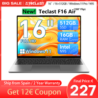 Teclast F16Air Laptop 16.1 Inch, for Intel N95, 16Gb Ram 512Gb Rom, Fhd 1080P Ips Screen, Backlit Keyboard, 180 Degree Flip