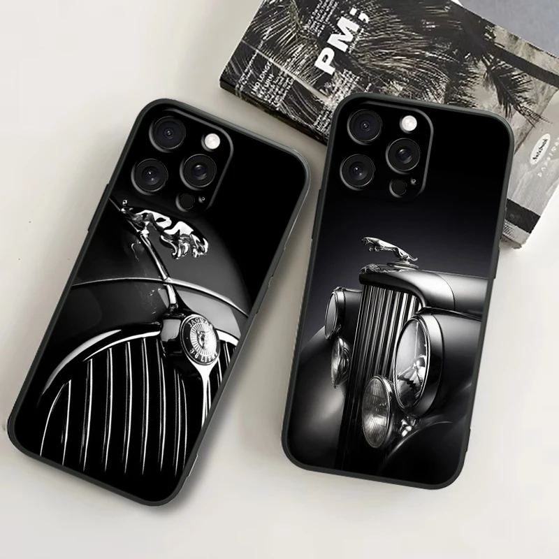 JAGUARS Car Logo Cool Luxury For iPhone 16 15 14 13 12 11 8 7 X XS XR Pro Max Plus Mini Ultra Black Phone Case