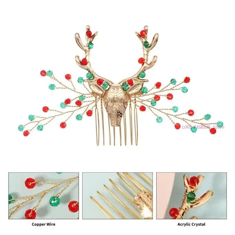 Christmas Theme Reindeer Barrette Holiday Celebrate Christmas Headband for Adult Y166