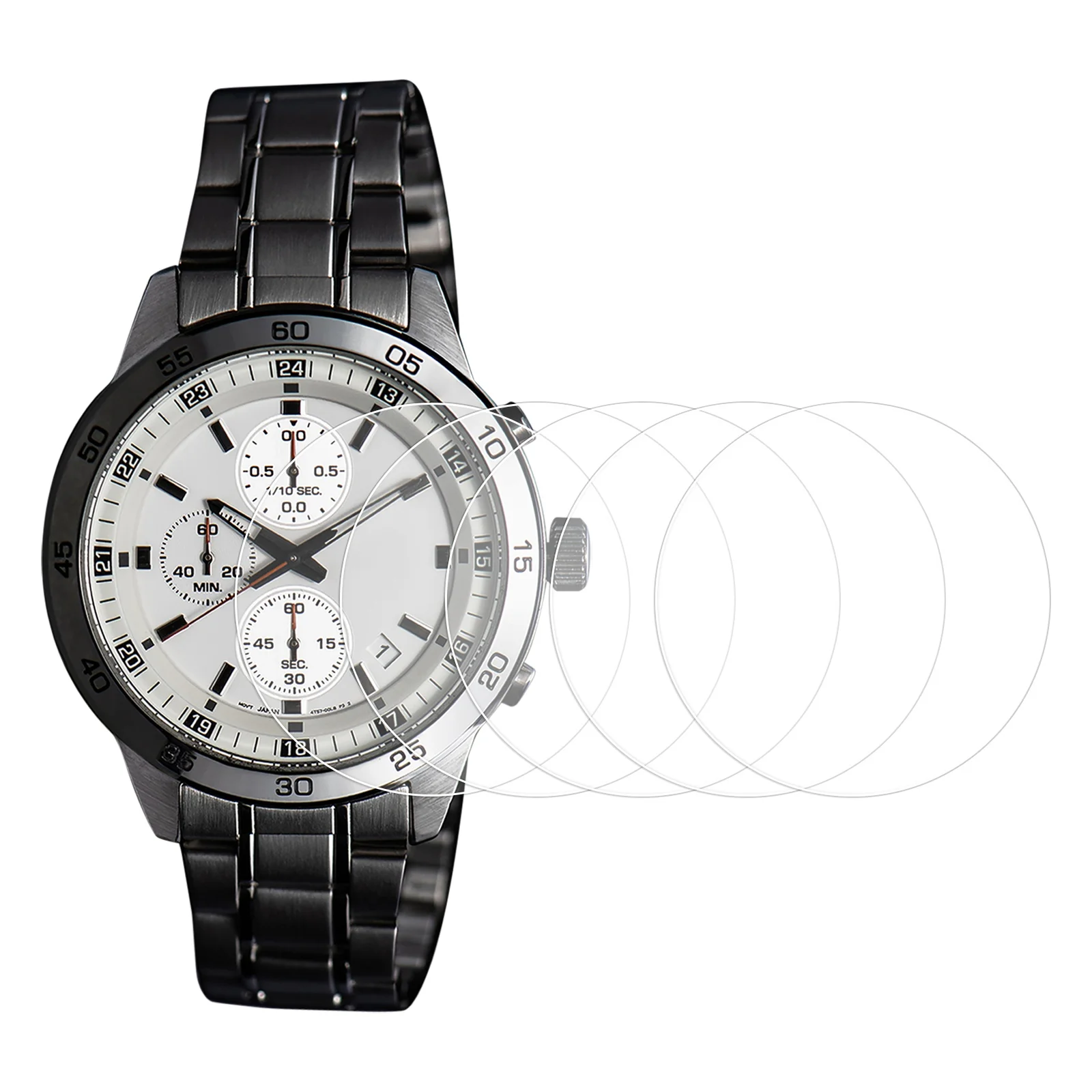 5Pcs Watch Glass Screen Protectors 25-46mm 9H High-Alumina Tempered Glass Waterproof HD Round Smart Watch Dial Crystal Face