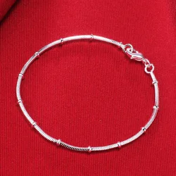 Nuevas pulseras de plata de ley 925 para mujer, cadena de cuentas finas de hueso de serpiente, regalos de Navidad para fiesta de boda, joyería